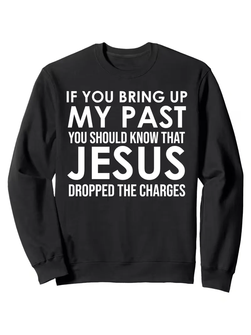 

Men's Round Neck Sweatshirt, Funny Graphic Print, Black Street Round Neck Hoodie for Everyday Casual Wear, Christmas Long Sleeve