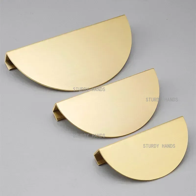 2pcs Brass Retro Simple Round Furniture Handle Semi-circular Wardrobe Cabinet Drawer Handle