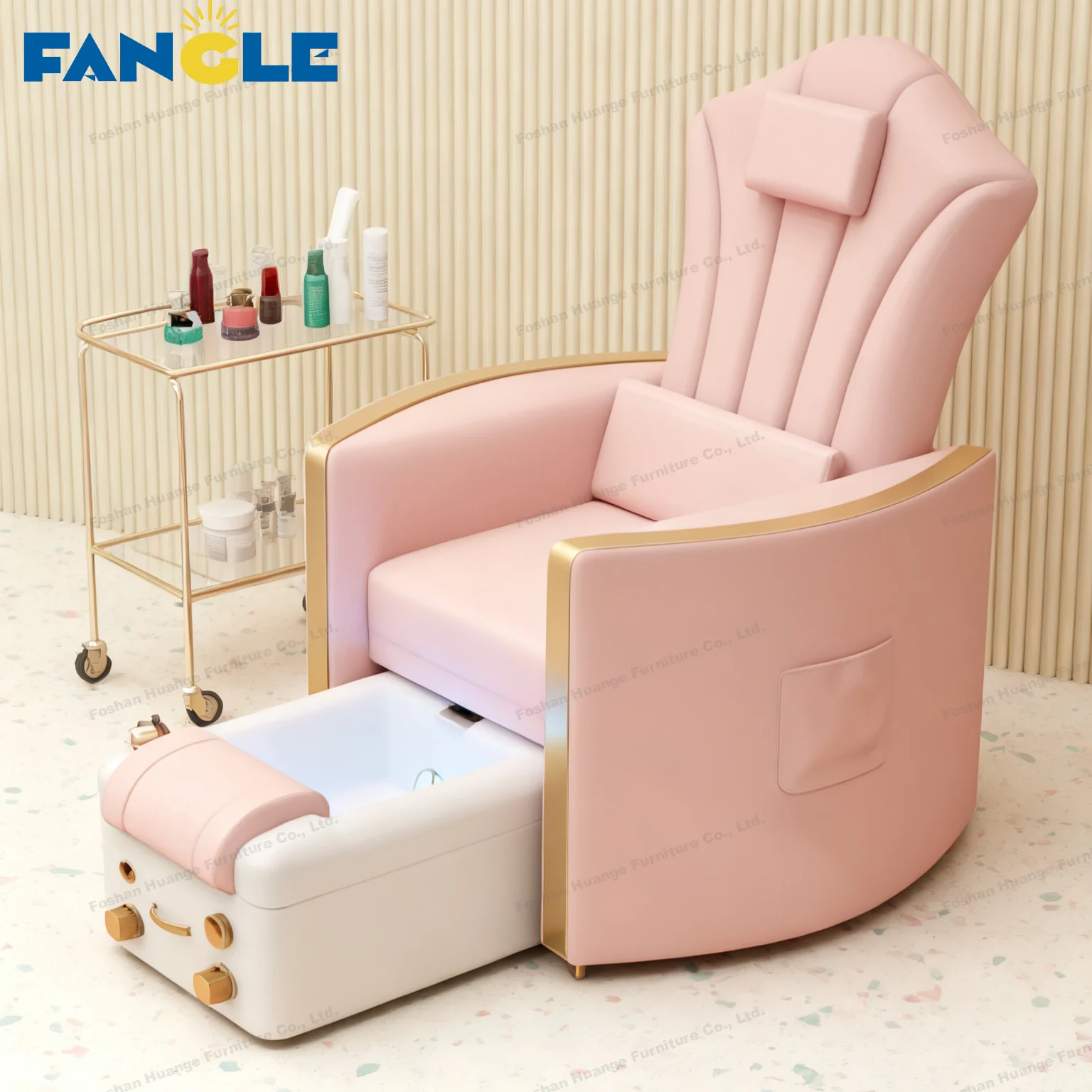 Luxury Hot Sale Led Light Pink Salon Reclining Manicure Chair Electric Foot Pedicure Spa Chair Without Pipes