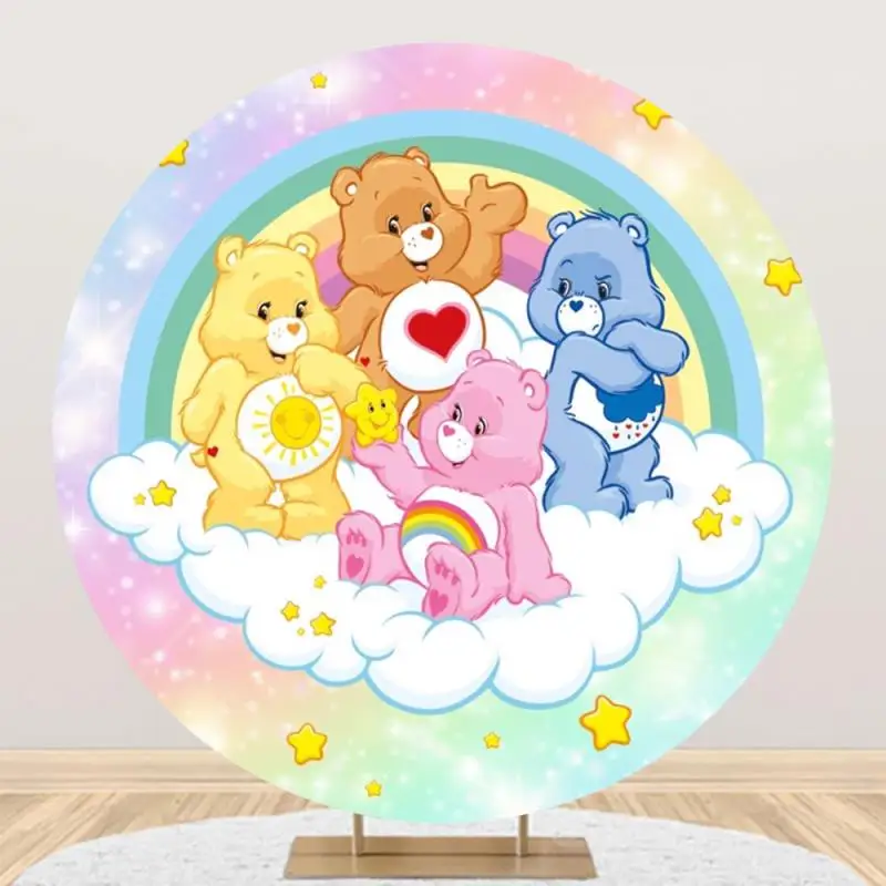 

Miniso Care Bear Elastic Circle Backgrounds For Photographs Background Props Baby Shower Birthday Party Decoration Photozone