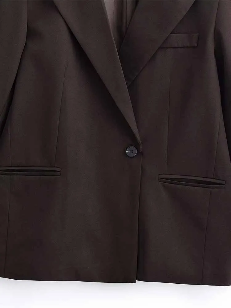 Jaket setelan wanita bergaya Eropa dan Amerika, model baru musim dingin, simpel dan serbaguna, kancing tunggal, lengan panjang