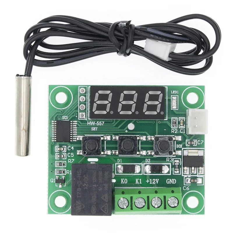 W1209 red light DC 12v Heat cool temp thermostat control switch temperature controller thermometer Thermo