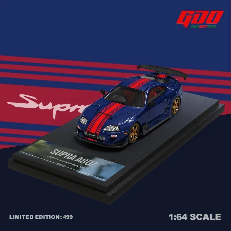 

GDO 1:64 SUPRA A80Z Crew blue and red striped painted alloy car model