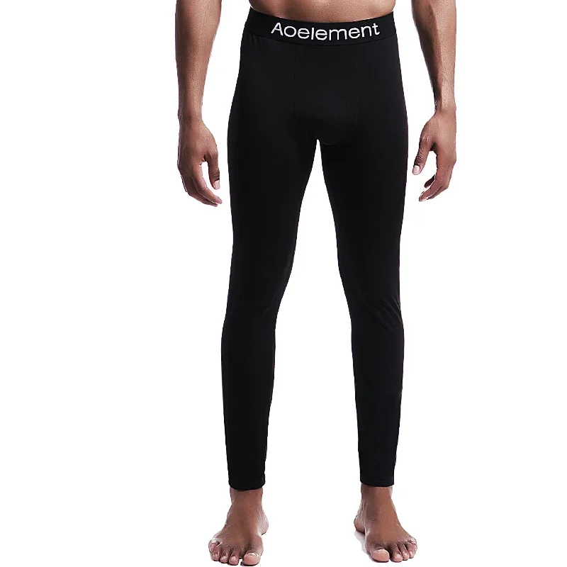 Men's long johns single-piece fleece thin panties, youth line pants, thermal pants, slim-fitting autumn and winter leggings