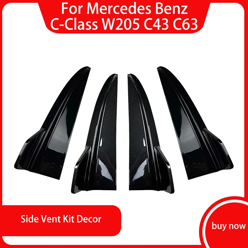 Car Rear Bumper Canard Splitter Side Vent Kit Decor For Mercedes Benz C-Class W205 C43 C63 4D 2015 2016 2017 2018 2019 2020 2021