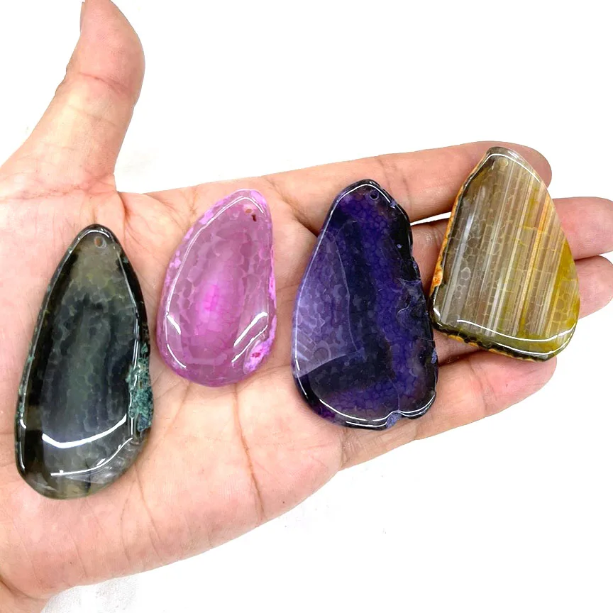 Natural Stone Irregular Purple Agates Pendant Necklace Charms Pendant for Jewelry Making DIY Necklace Size 20x45mm-30x50mm