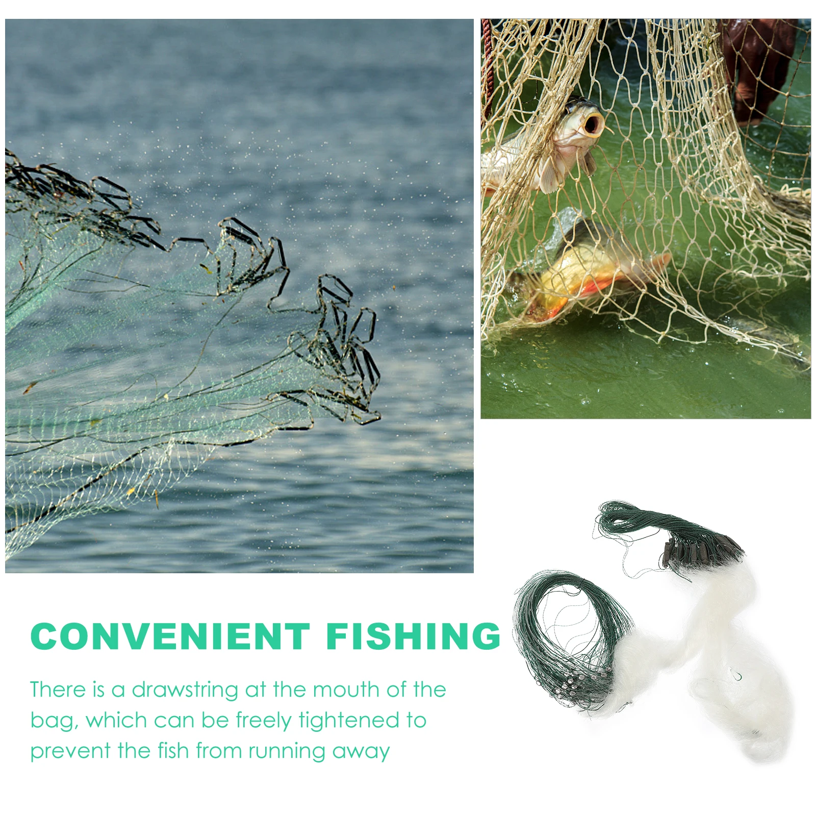 

3 Layer Fishing Cast Net Traps Large Size Gill Net Network Outdoor Fishnets Monofilament Nylon Material Lightweight Transparent