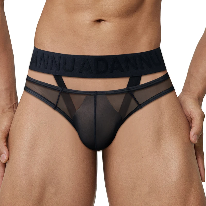 

1PC/3Pcs New Men's Transparent Underwear Sexy Low Waist Briefs With Rings U convex Pouch Man Comfortable Underpants Male Panties