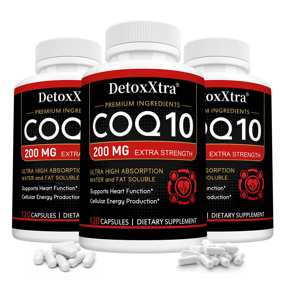 

CoQ10 200mg, Supports Heart Health, Cardiovascular, Antioxidant Energy Production, Coenzyme Q10 Dietary Supplement, 120 Capsules