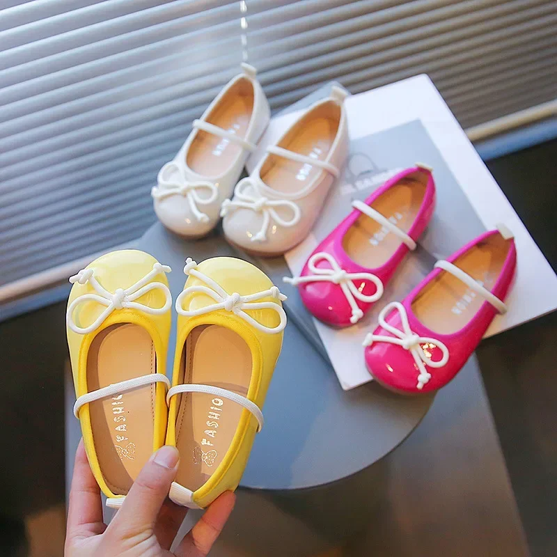 Size 21-36 Kids Flats Children Princess Shoes Spring Bright Colors Girls Mary Jane Shoes Baby Toddler Girl Shiny Leather Shoes