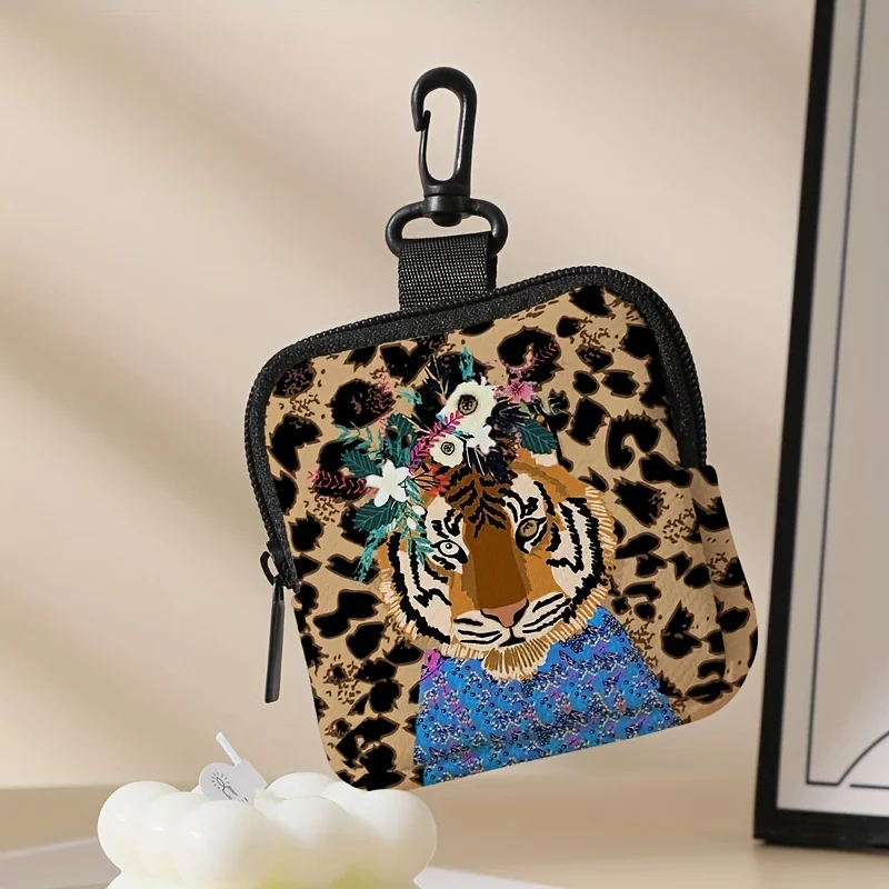 1 Stück Münzgeldbörse mit Tigermuster-Druck, große Kapazität, Digitaldruck-Münzgeldbörse, Aufbewahrungstasche, ideale Geschenkoption – Detail 2