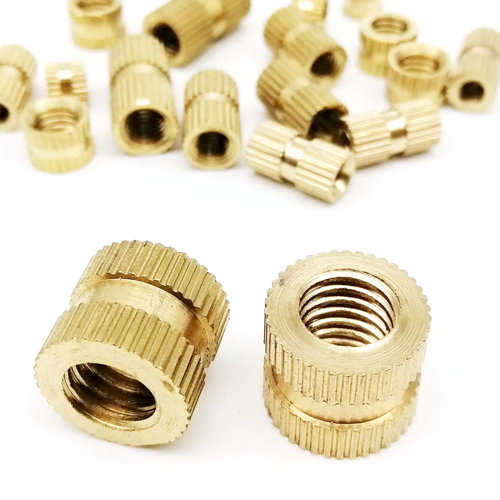 10/25/50pcs M1.6 M2 M2.5 M3 M4 M5 Solid Brass Pure Copper Thread Injection Molding Knurl Embedded Insert Nut Nutsert