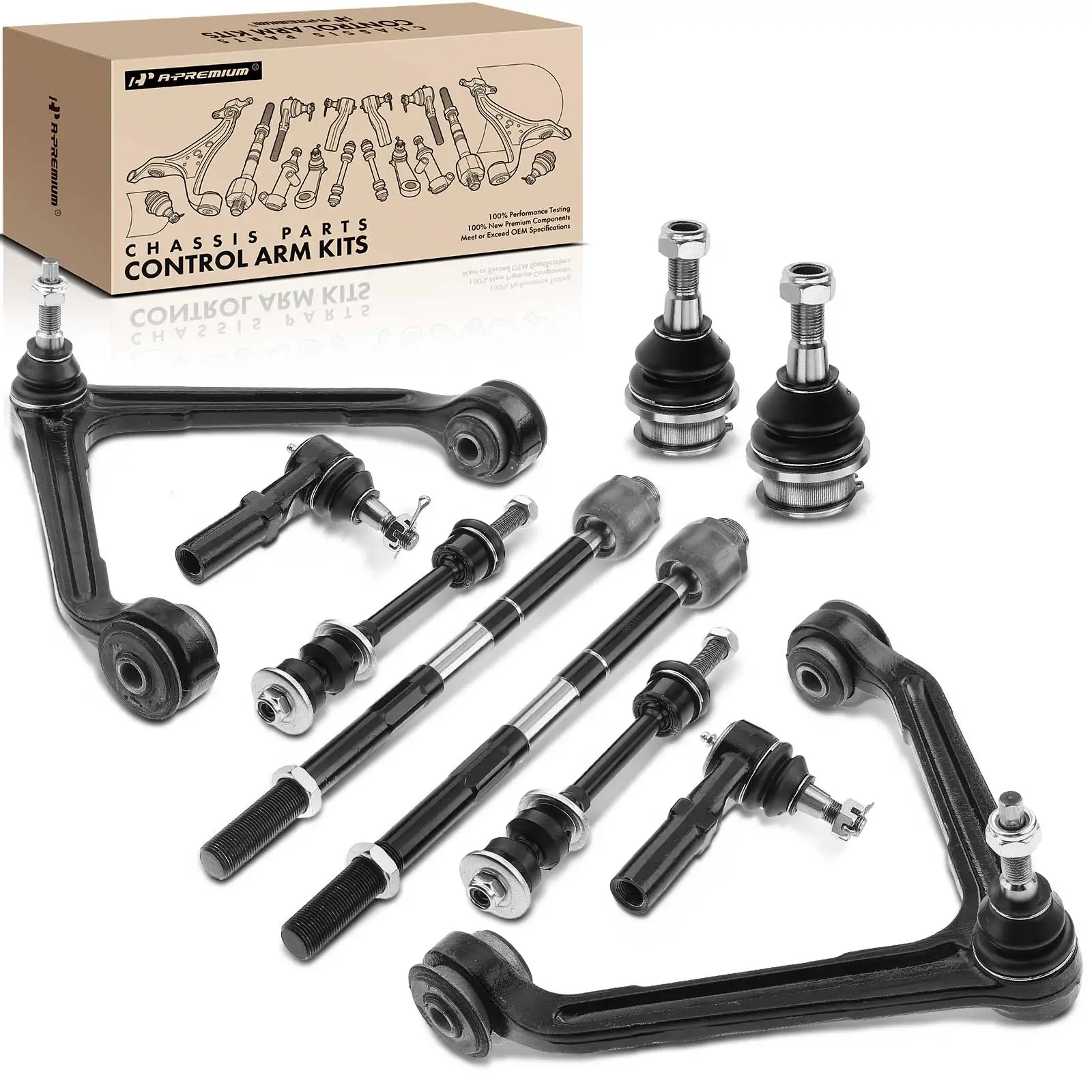 A-Premium 10x Front Control Arm w/Ball Joint Sway Bar Link Tie Rod End for Dodge Ram 1500 2002-2005