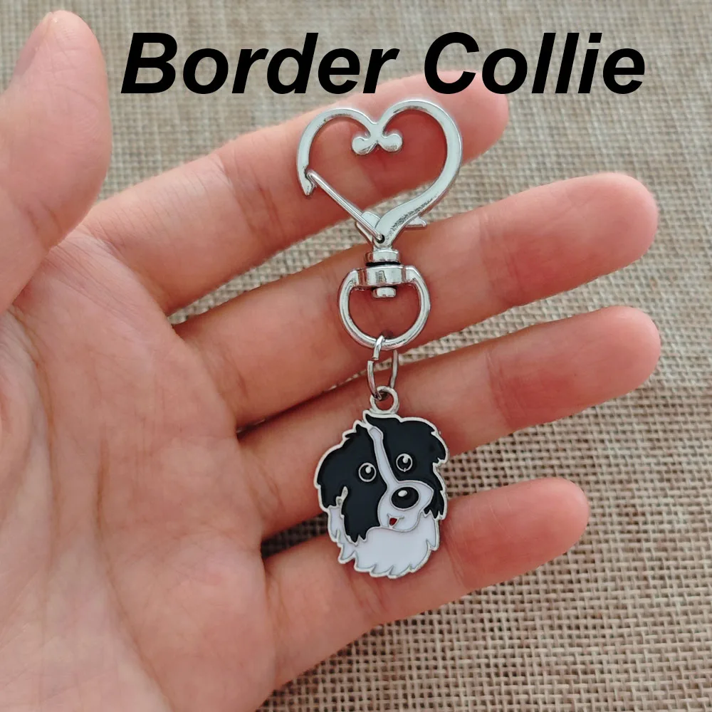 Akita Dog Keychain Animal Border Collie Great Dane Rotatable Key Ring Cute Funny Gift