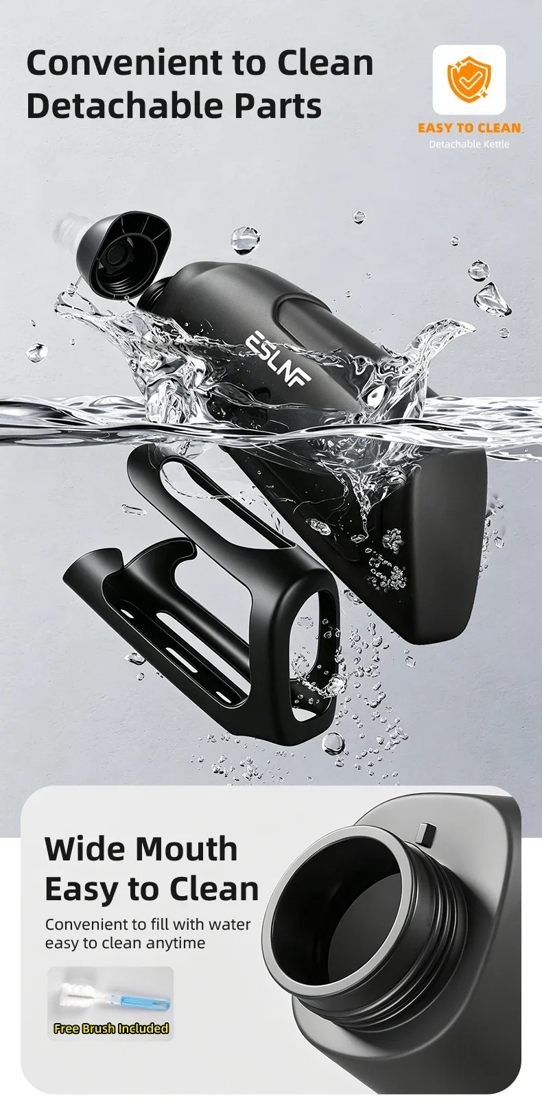 ESLNF 680ML Aerodynamisches Wasserflaschenset aus Lebensmittelqualität PP5 mit Ultraleichtem Carbonfaser-Flaschenhalter Fahrradzubehör – Detail 4