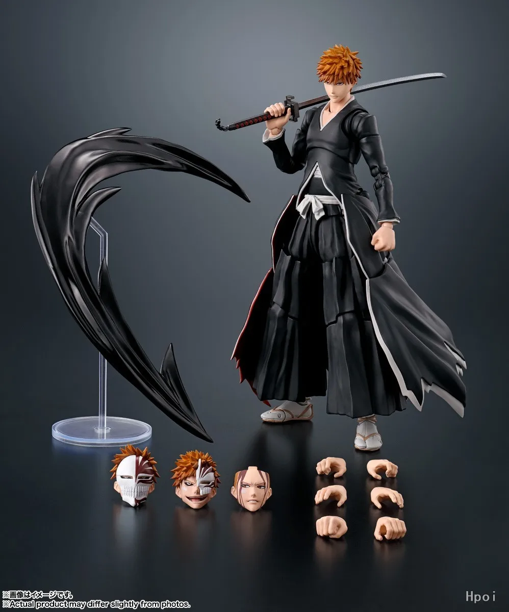 【متوفر】BANDAI SHF BLEACH Kurosaki Ichigo Crescent Moon Action Figure Model Toy