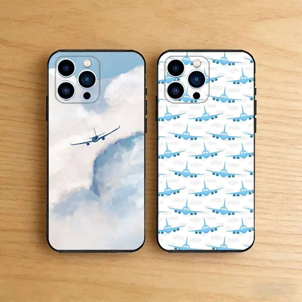 

Premium Airplane Pattern Case For iPhone 17 16 15 14 13 12 11 Pro Max Air 8 7 Plus X XR XS Max X TPU Bumper