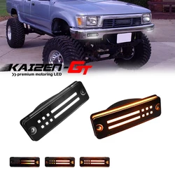 White & Dynamic Amber LED Front Bumper Parking Lights, Turn Signal Lights For 1984-1989 Toyota 4Runner & 1984-1988 Toyota Pickup