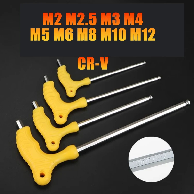 

1pcs 2/2.5/3/4/5/6/8/10/12mm Flat/Ball Head Hex Key Allen Wrench Hand Tool T-Handle Hex Key Wrench Ball End Allen Hex Spanner