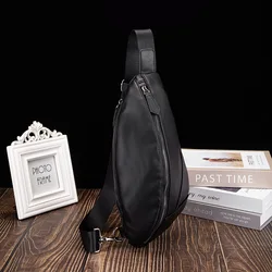 2024 New Chest Bag Men's Retro Trendy Male Shoulder Crossbody Bag Casual Splicing Small Soft Leather Bag