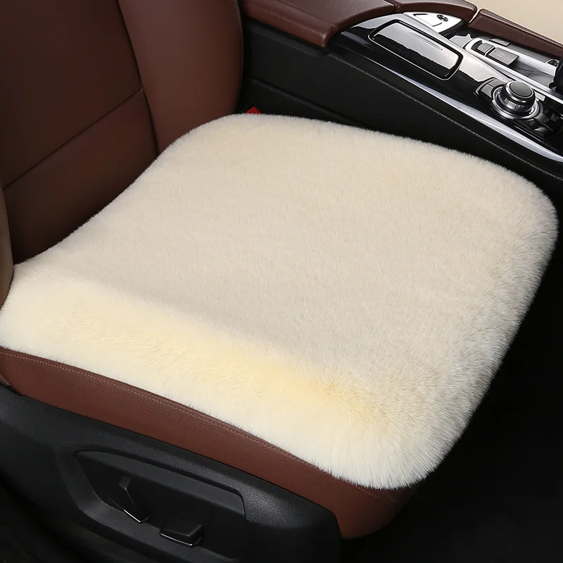 Car Seat Cover Cushion Winter Warm Plush Fluffy Car Seat Front Rear Wool Fur Capes Cushion Set Cotton Pad Car Interior