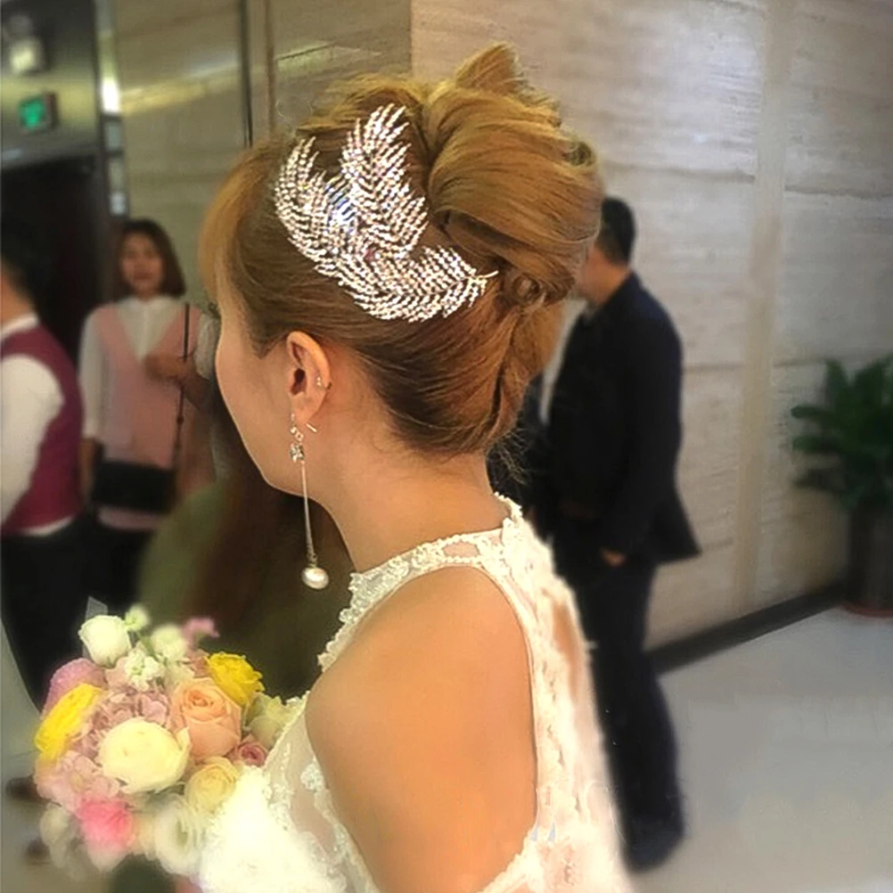 

Rhinestone Crystal Hair Comb Side Combs Bridal Accessories Tree Leaves Design Lightweight Wedding Prom Party Hairpins