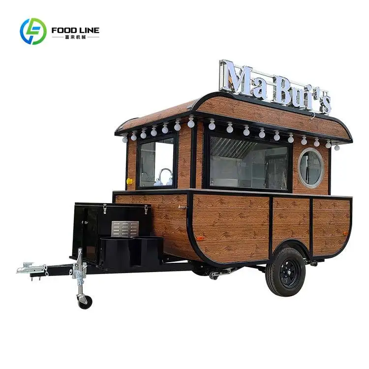 شاحنة طعام مخصصة للبيع مجموعة معدات فارغة أو كاملة بطول 10 أقدام على شكل قارب أحدث تصميم لمقطورة بيع متنقلة