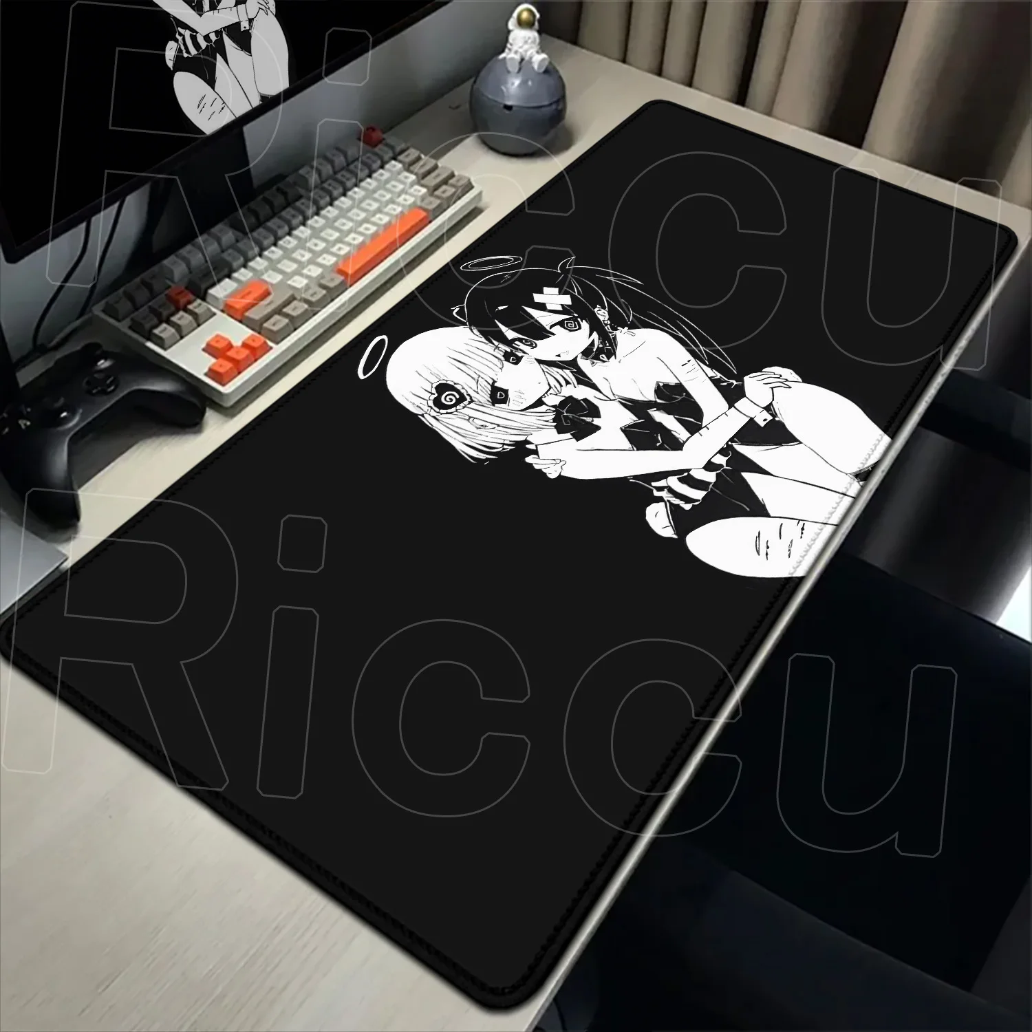 

Kawaii Anime Sexy Girl Large Size Non-slip Rubber Mouse Pad Black XXL Computer Gaming Keyboard Desktop Decorate Mat for Offices
