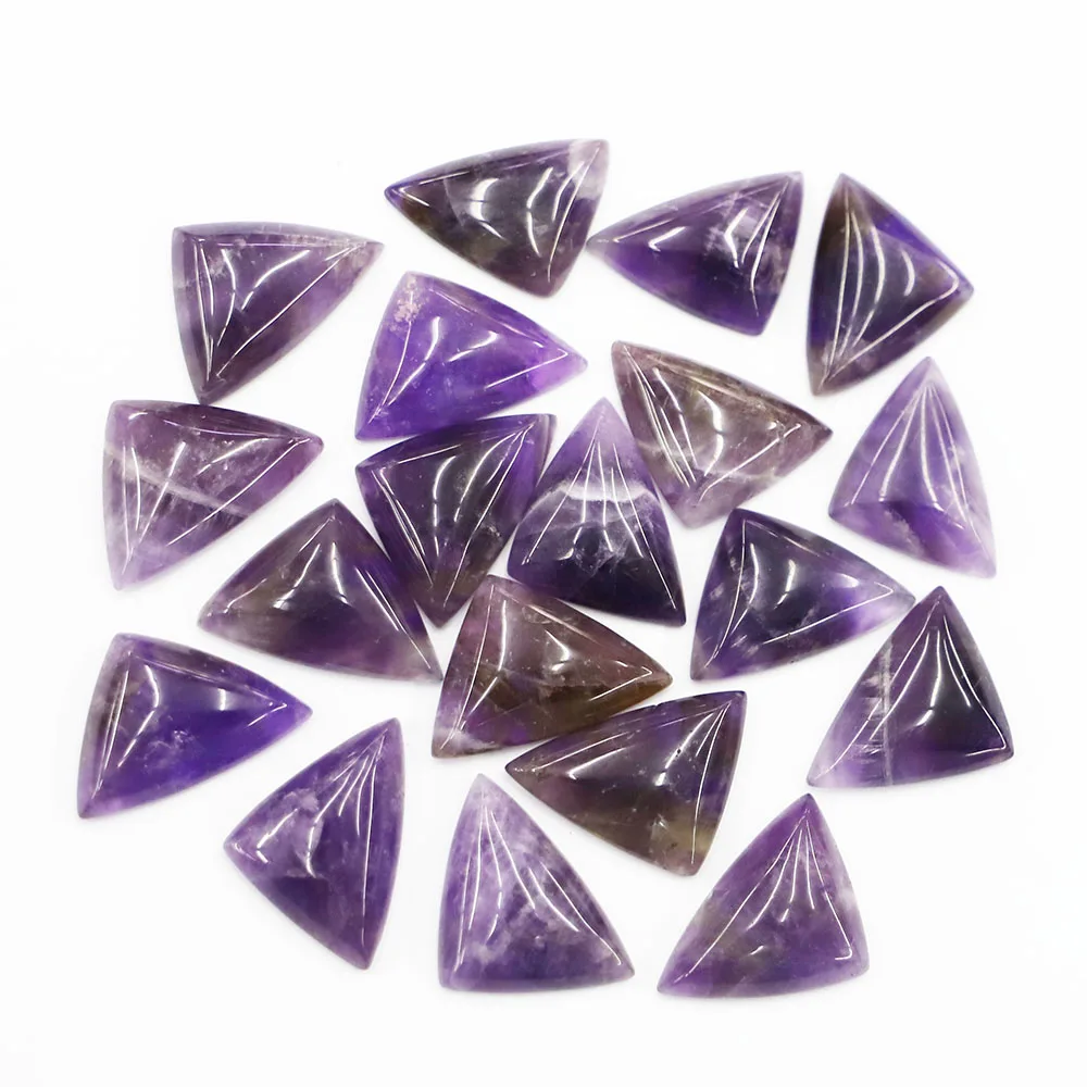 Free Shipping 18*26mm Natural Amethyst Triangle Non-porous Bare Stone Bead Patch Decorative Mosaic Accessories Wholesale 10P/Lot