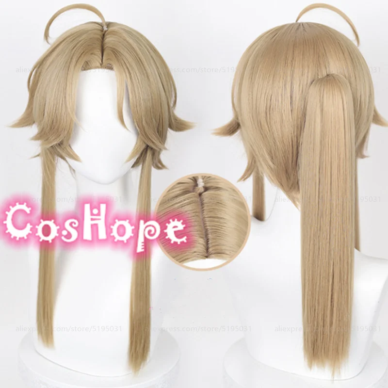 Yanqing Cosplay Wig 50cm Wig With Ponytail Linen Brown Wig Cosplay Anime Wigs Heat Resistant Synthetic Wigs