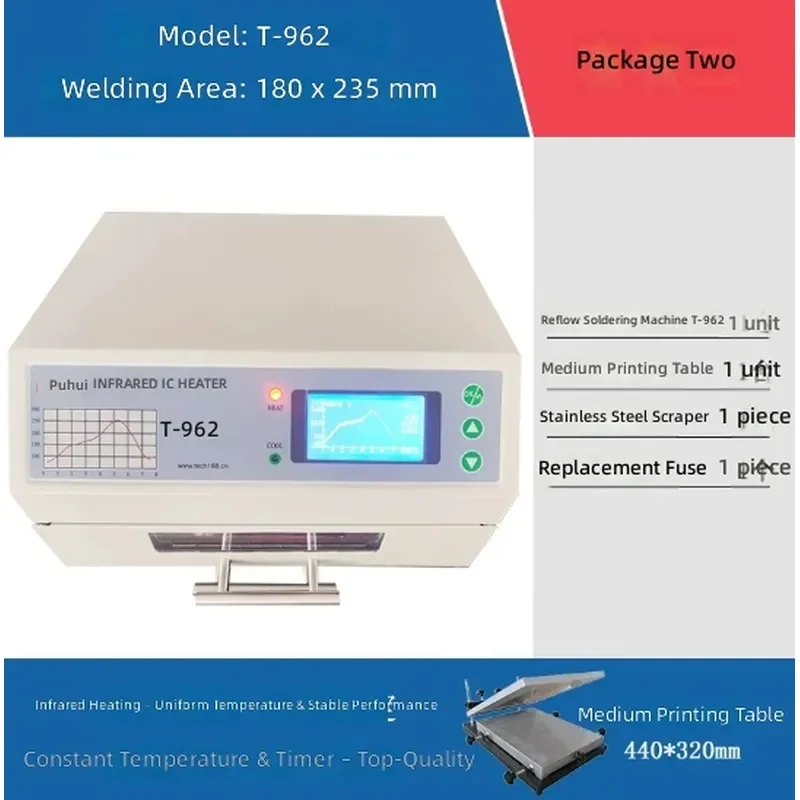 T962 Series Reflow Soldering Machine Desktop IC Heater T962A T962C Drawer Type Reflow Oven