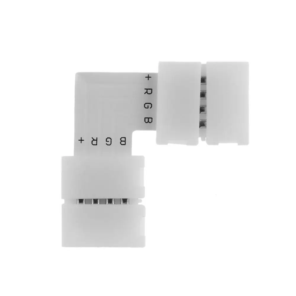 10 Stuks Nieuwe Clip-On Koppeling Hoek 4Pin Led Strip Connector 10 Mm Pcb Hoek Connector Voor Rgb 3528 5050 Led Strip Licht