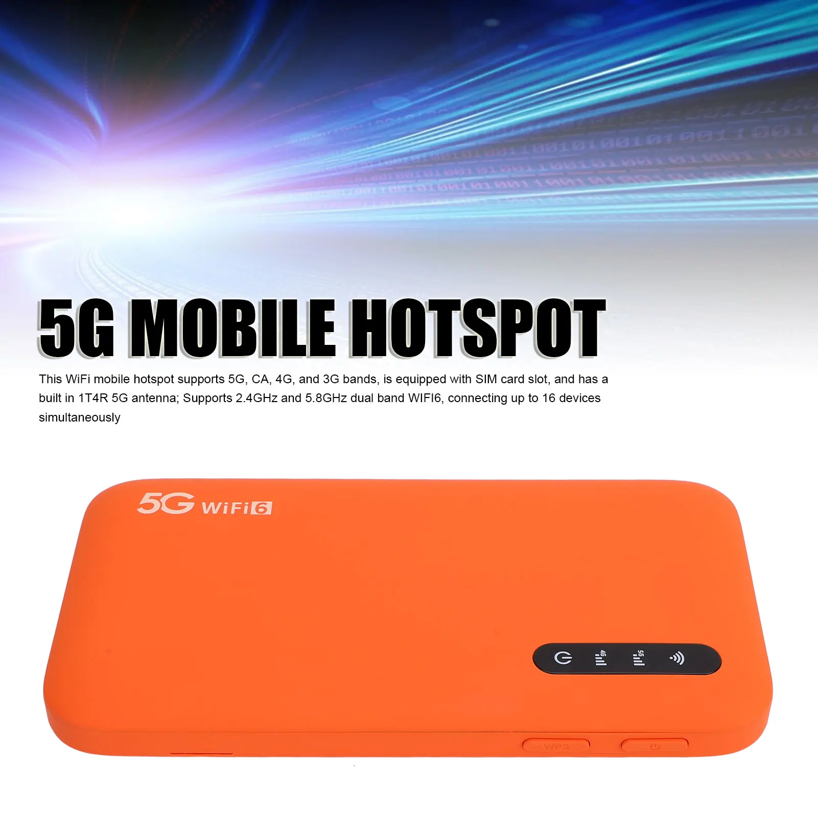 

5G Mobile Hotspot High Speed Secure and Dual Band WiFi Hotspot User Friendly LED 6100mAh Battery for Travel or