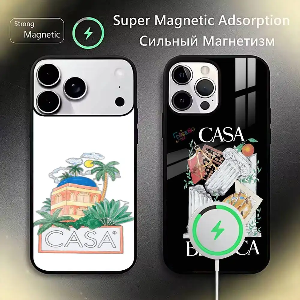 Hot Fashion C-casablanca  Phone Case For iPhone17,16,15,14,13,12,11 Plus,Pro Magnetic For Magsafe Wireless Charging