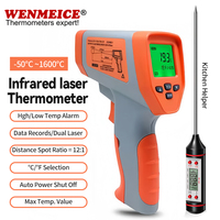 WENMEICE Infrared Laser Thermometer -50°C~1600°C Pyrometer Non Contact Digital Dual Laser Temperature Gun With Meat Thermometer