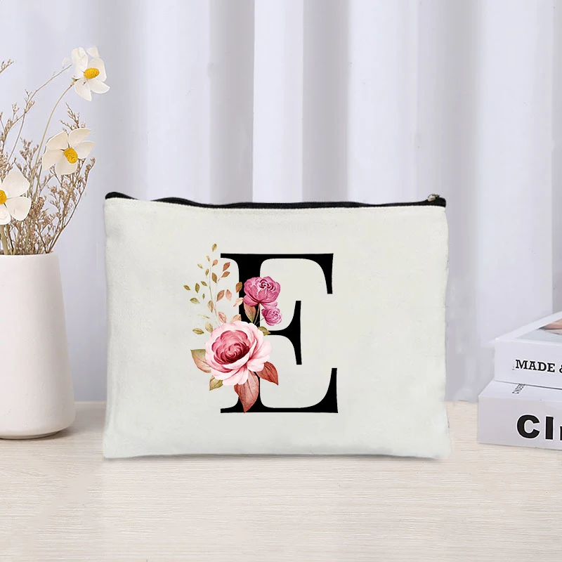 Trendy Letters Cosmetic Bag Luxury Wedding Bridesmaid Gifts Handbag Eco Canvas Makeup Bag for Ladies Toilet Wash Pouch Purse