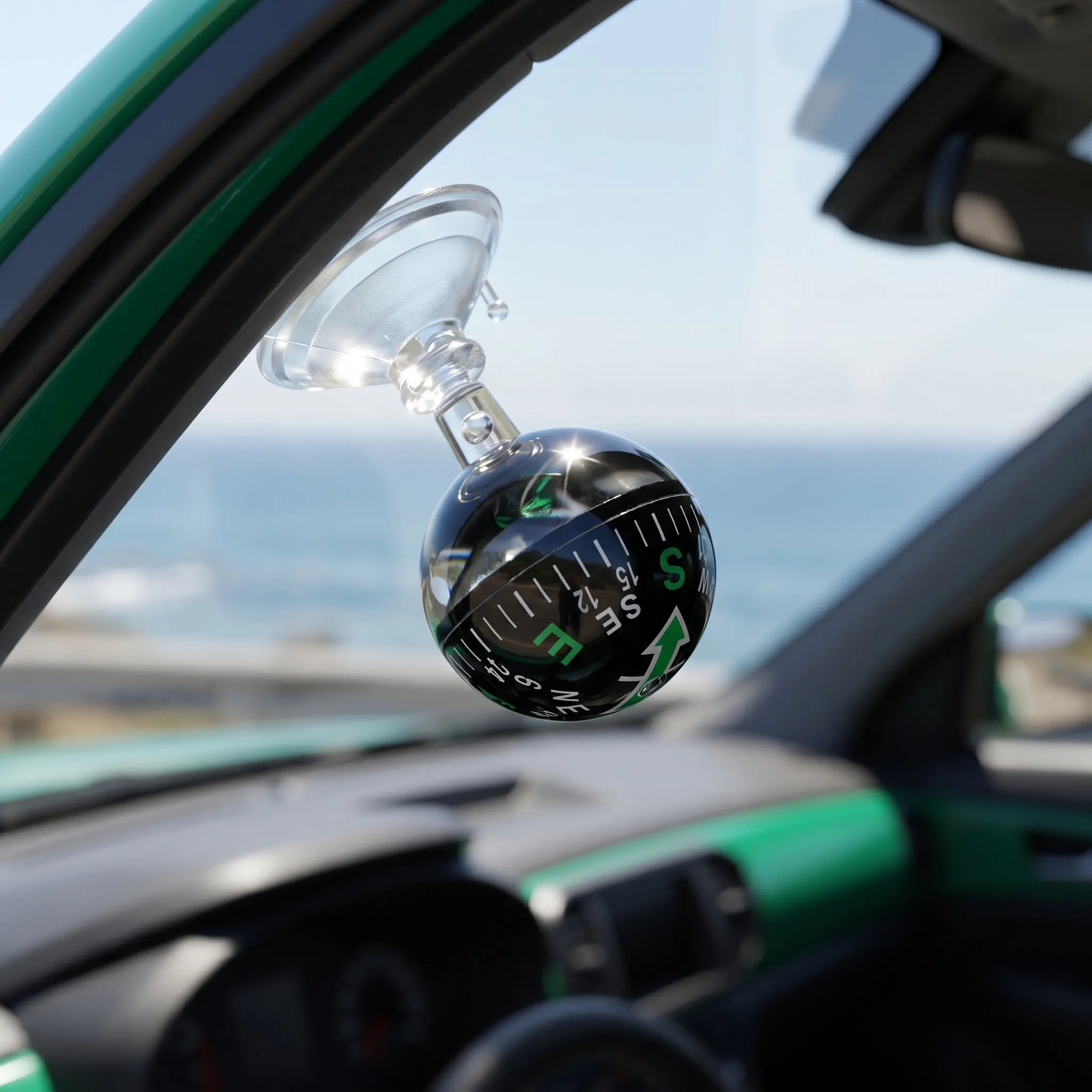 Automotive Suction Cup Compass 38Mm for Car Dashboard Windshield Portable Navigation Tool Dash Mount Direction Guide Ball