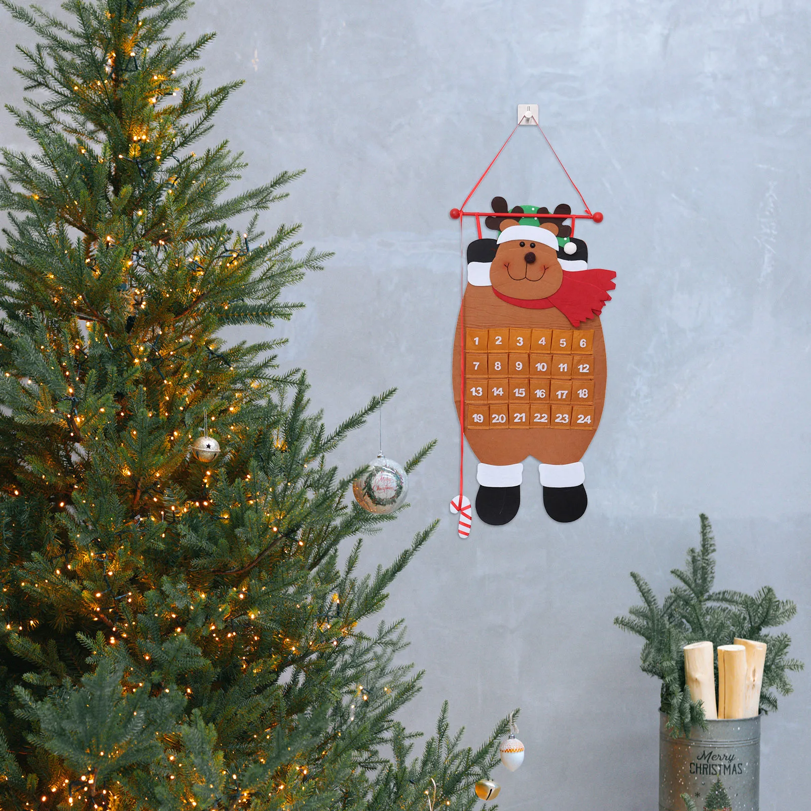 

Christmas Countdown Advent Calendar Hanging Ornaments Elk Rustic Xmas Tree Decorations Holiday Countdown Party Home Office Decor