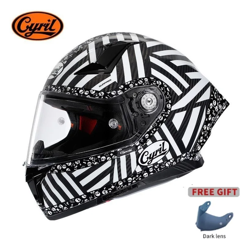

Unisex Lightweight Carbon Fiber Kevlar Full Face Motorcycle Street Bike Helmets Racing Helmet DOT ECE Approved CYRIL Casque Moto