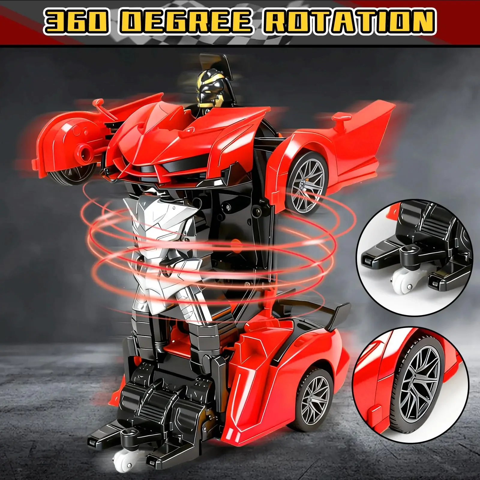 2-em-1 rc transformando carro robô brinquedo mini veículo de deformação de controle remoto com luzes som corrida crianças presente haste educacional