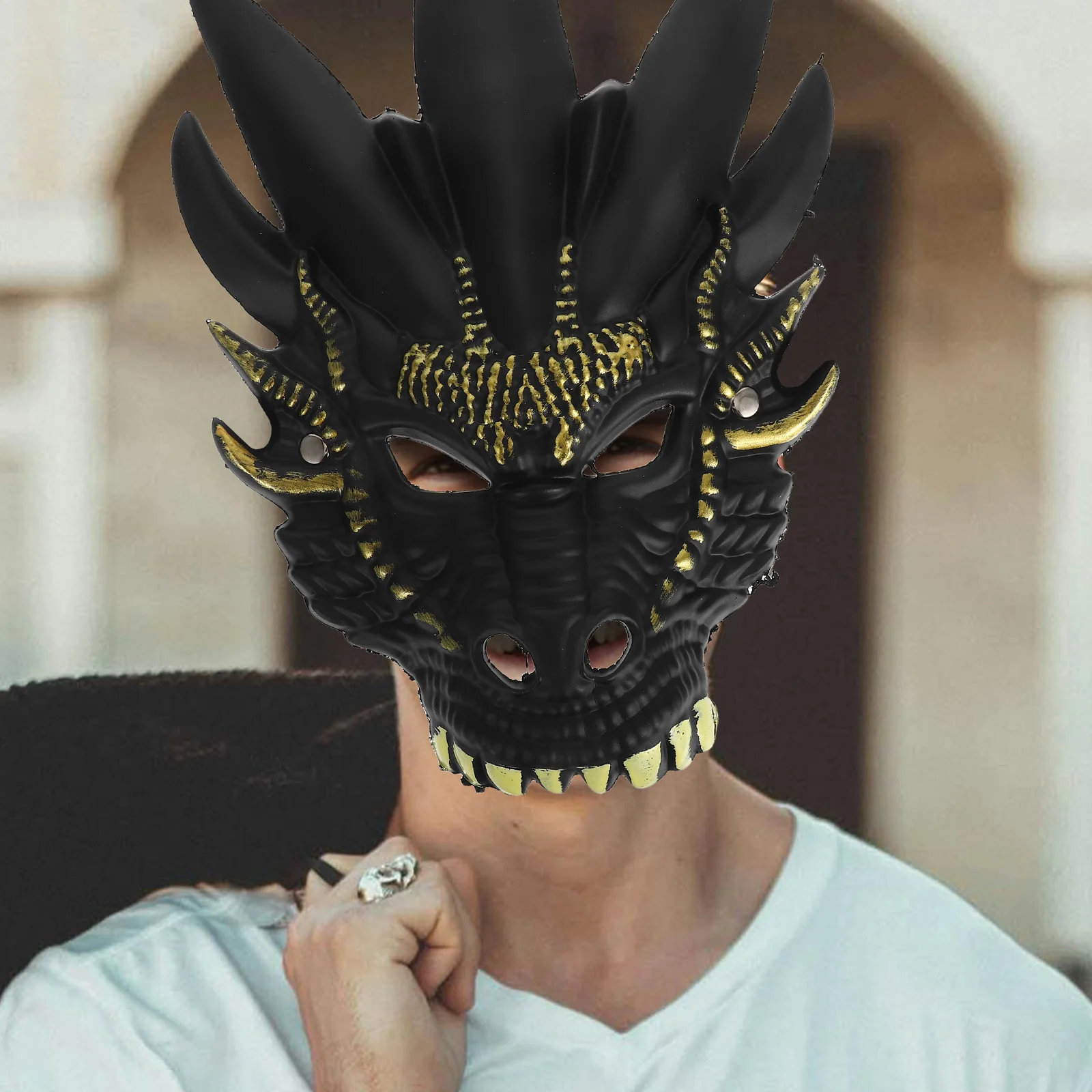 Máscara de cabeza de dragón: máscara de animal 3D realista para Halloween Cosplay mascarada fiesta Festival disfraz Unisex adultos niños