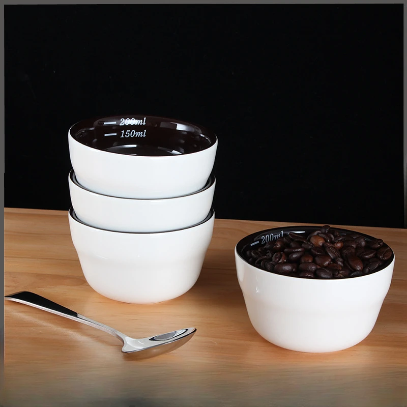 Coffee Cupping Tasting Bowl Ceramic Bowl Inner Brown Color 200ML Ceramic Coffee Test Bowl U Type Tasting Cup