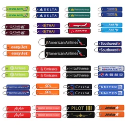 Airlines Embroidery Key Fobs Flight Crew Pilot Aviation Key Tags Keychain For Motorcycles Cars Key Ring Accessories Chaveiro