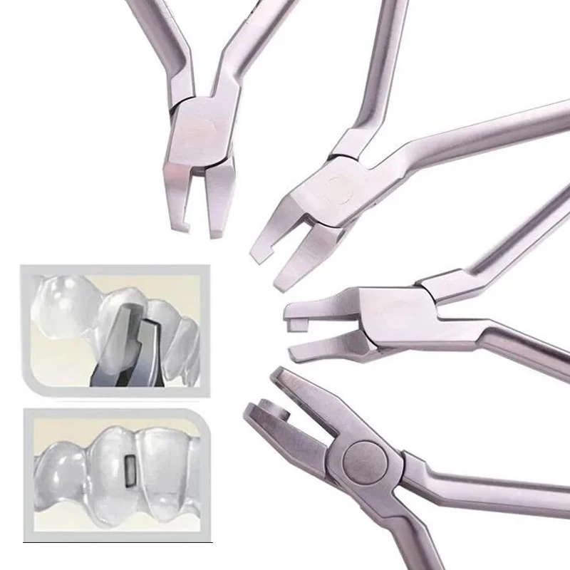 4Pc Dental Orthodontic Clear Aligner Plier Punch Hole Thermal Forming Forcep Tear Drop Level Vertical Invisable Retainer Lingual