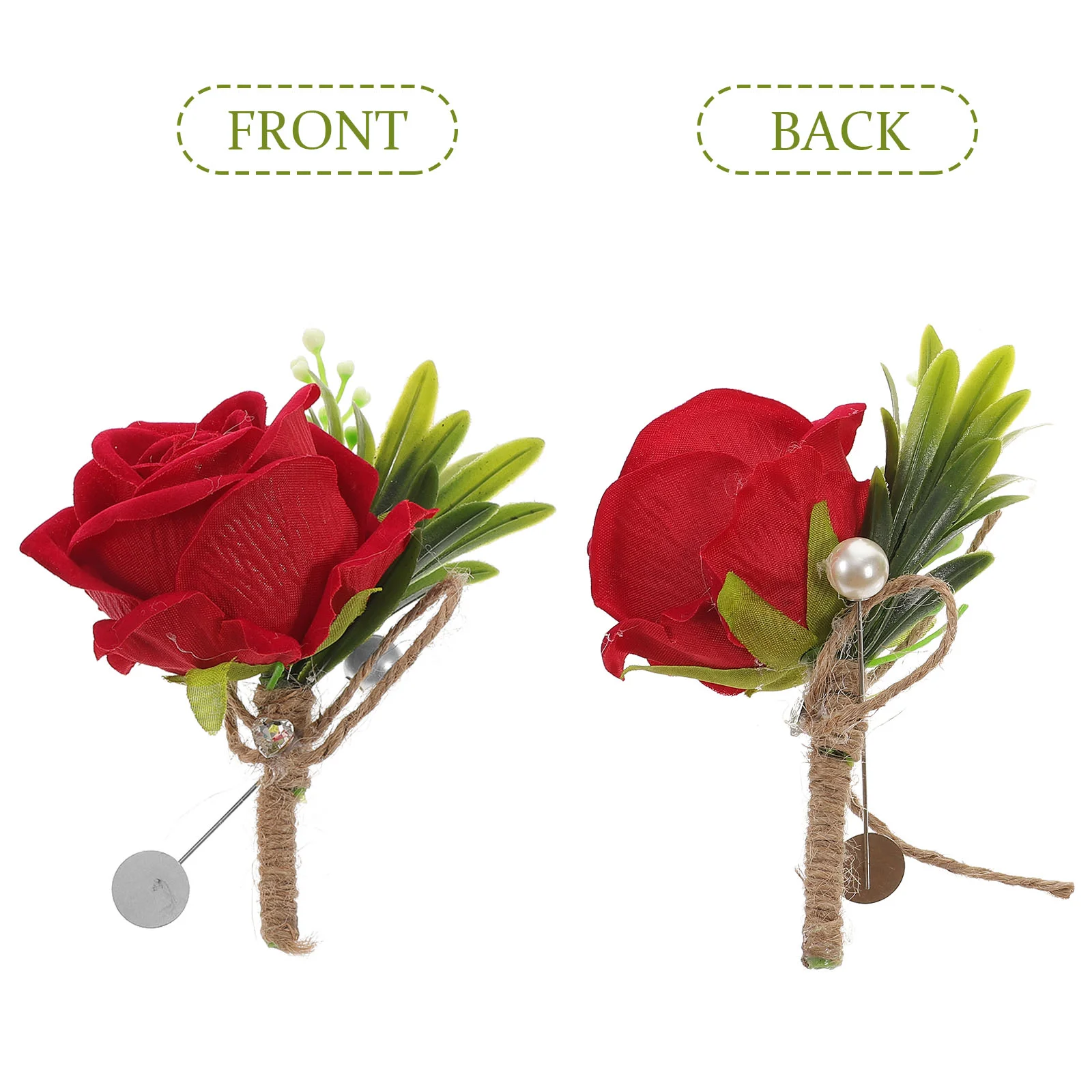 2 Pcs Wrist Flower Artificial Flowers Boutonniere Groom Suit Decoration Dress Wedding Decorations Plastic Simulated Man Pin