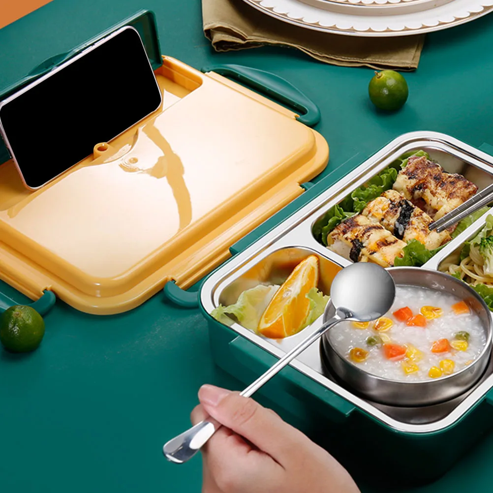 

1 set Thermal Lunch Box Insulated Food Container Divided Grids Leak Proof High Capacity for Office Work School Gift