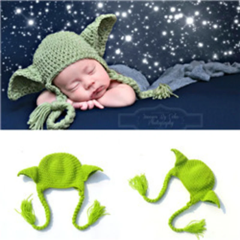 Children\'s Animation Baby Yoda Master Baby Creative Photo Clothing European and American Hand-knitted Hat Photo Props