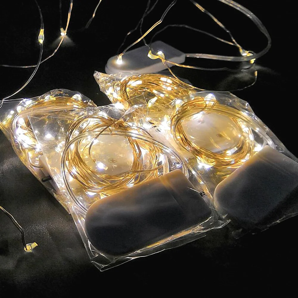 

Led Copper Wire Fairy Lights String Button Battery Light DIY Waterproof Garland Christmas Wedding Decoration String Lights