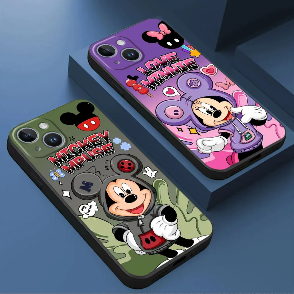 Black Soft Phone Case for Google Pixel 7a 6 Pro 7 Pro 8 Pro 6a Cases Disney Mickey Minnie Stitch Cover