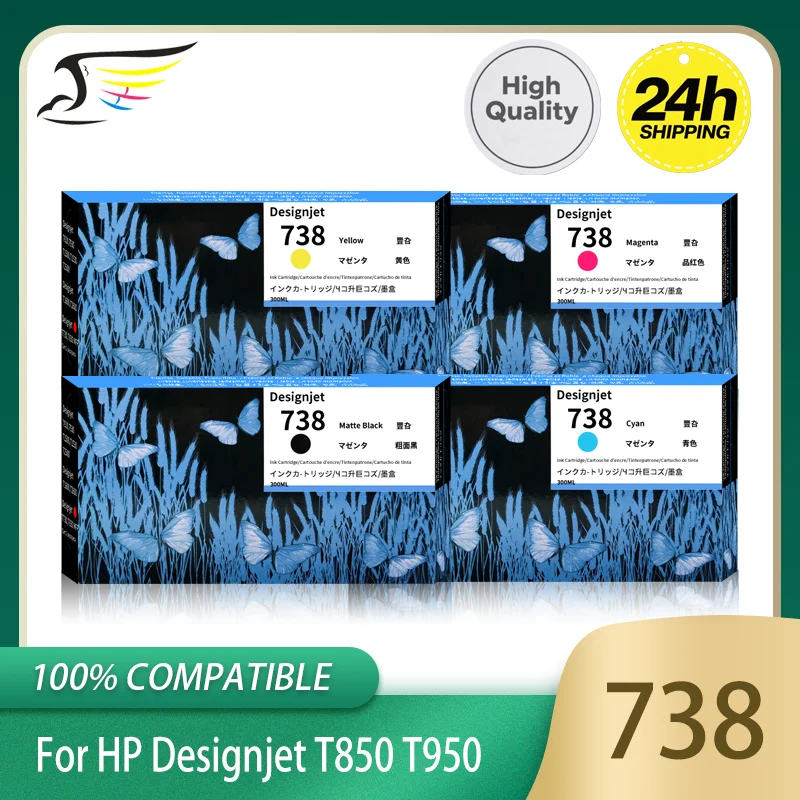 BFHH For HP 738 Compatible Ink Cartridge For HP Designjet T850 T950 Printer 300ML/PC High Quality INK With Chip